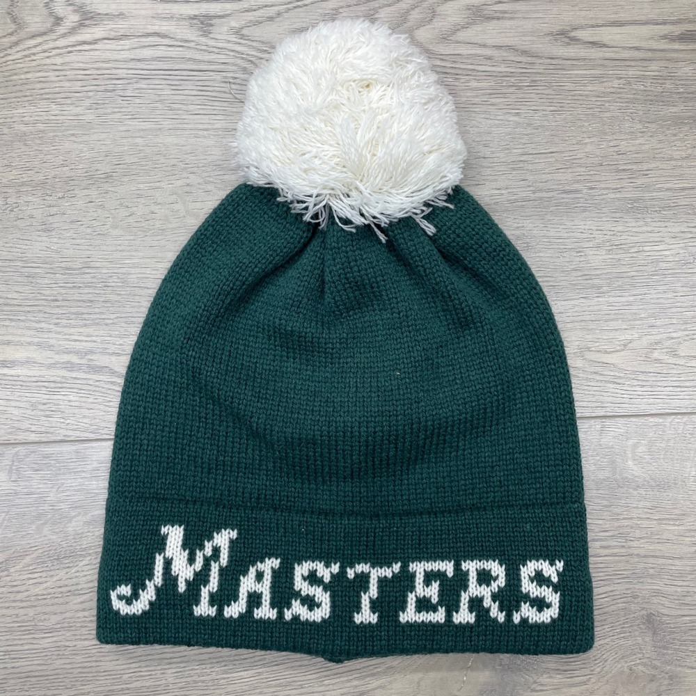 Masters Beanie Hat Unisex OS Green Cotton Pom Pom AUGL3750GRN